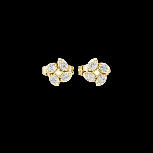 0.14 TCW Soft Floral Geometry Petal Curve Moissanite Round Diamond Stud Earrings For Gift