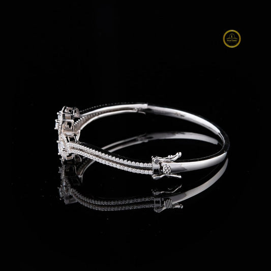 Pear and Marquise Accents Sparkling Floral Motif Bracelet - view 3
