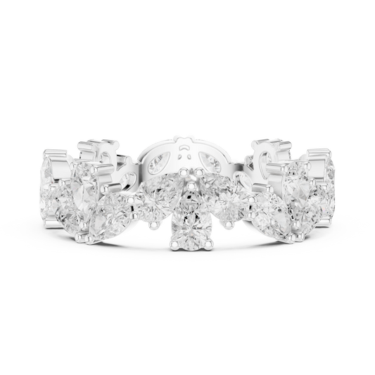 Pear Cut Lab Diamond Floral Eternity Band Ring - view 3