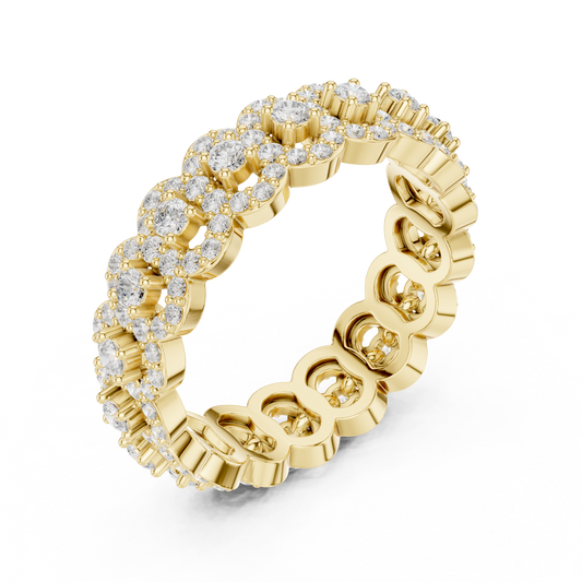 Round Cut Floral Cluster Lab Diamond Eternity Band Ring - view 4