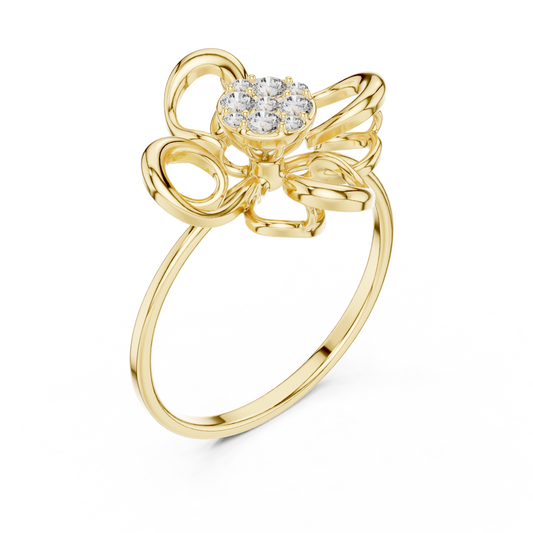 Round Moissanite Open Petal Floral Cluster Ring - view 2