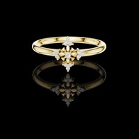0.10 TCW Petite Lab Grown Diamond Blossom Delicate Vintage Inspired Flower Ring Dainty Stackable Jewelry