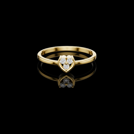 0.30 TCW Heart Ring with Radiant Triple Round Lab Grown Diamond Accent