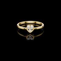0.30 TCW Heart Ring with Radiant Triple Round Moissanite Diamond Accent