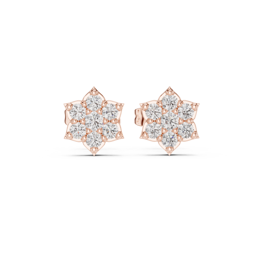 0.38 TCW Starpetal Radiance Moissanite Diamond Cluster Earrings with Sculpted Floral Points For Party Wear