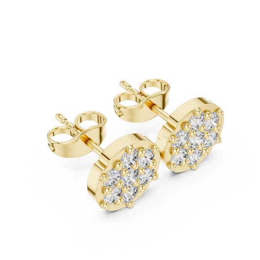 Aurora Halo Blossom Round Cluster Stud Earrings - view 4