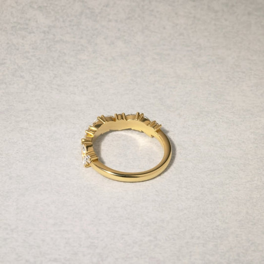 Marquise and Round Moissanite Half Eternity Band - view 3