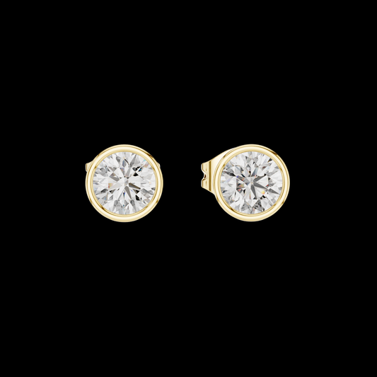 1.00 TCW Timeless Bezel Set Round Brilliant Moissanite Diamond Stud Earrings