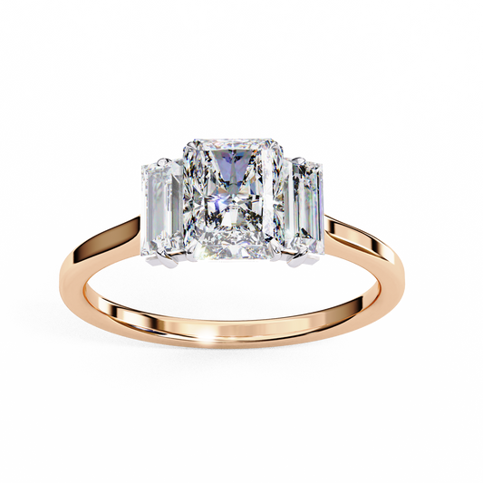 Radiant Cut Moissanite Engagement Ring With Baguette Side Stone - view 3