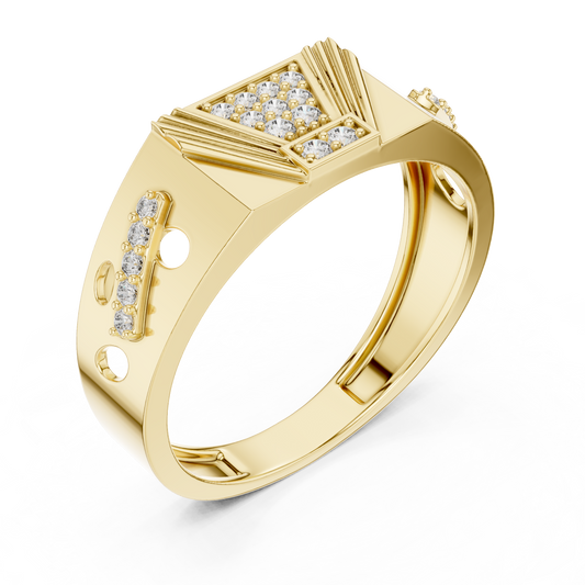 Round Cut Lab Grown Diamond Men's Openwork Orbital Engagement Ring - view 4