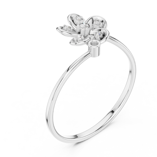 Round Cut Lab Diamond Floral Ring With Open Petal Design - view 4