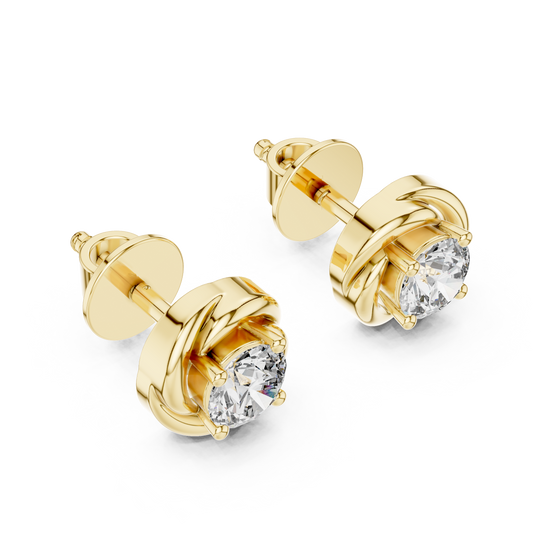 Swirl Border Round Cut Architectural Stud Earrings - view 4