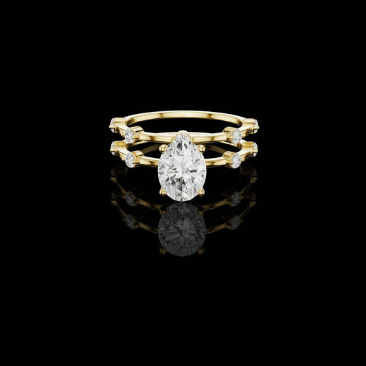 1.20 CT Elegant Moissanite Oval Cut Diamond Ring with Dual Bands For Special One