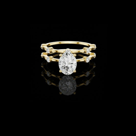 1.50 CT Elegant Moissanite Oval Cut Diamond Ring with Dual Bands For Special One