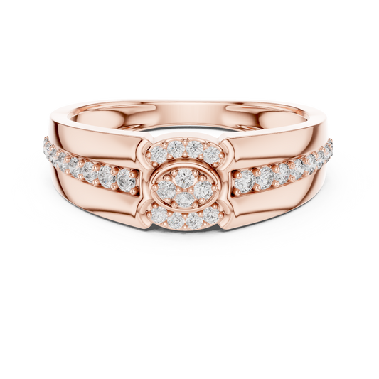 Round Moissanite Pave Halo Wide Wedding Band - view 2