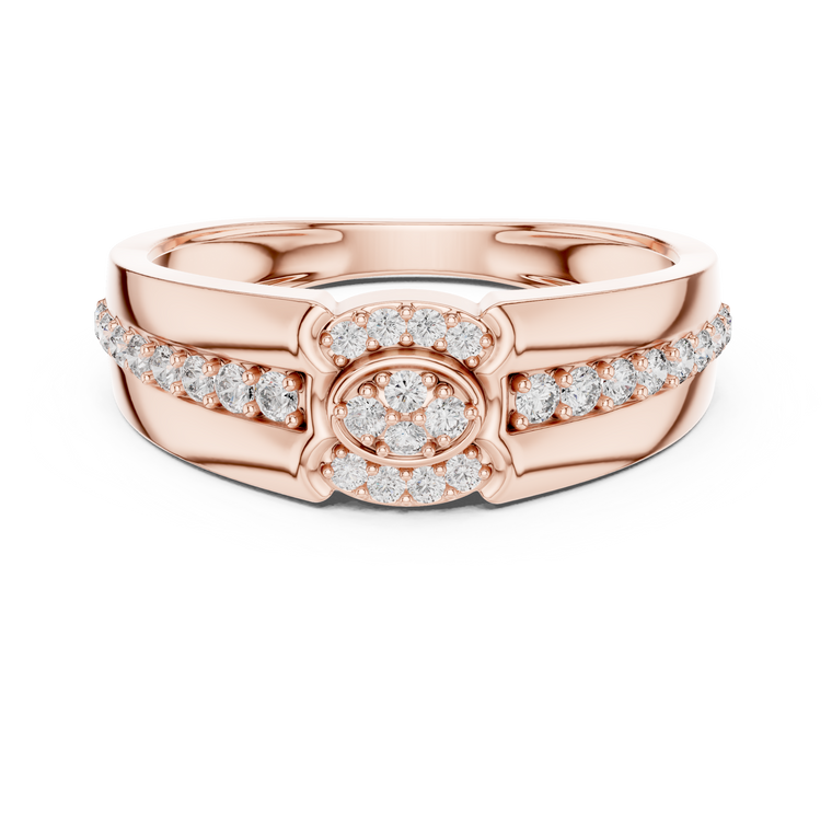 Round Moissanite Pave Halo Wide Wedding Band - view 2