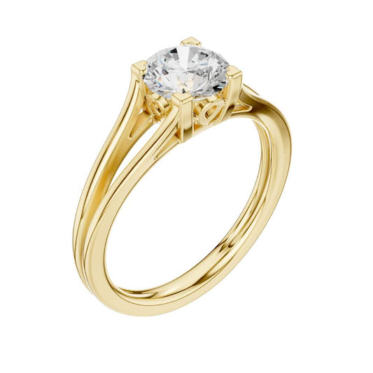 Round Cut Lab Diamond Split Shank Solitaire Engagement Ring - view 4