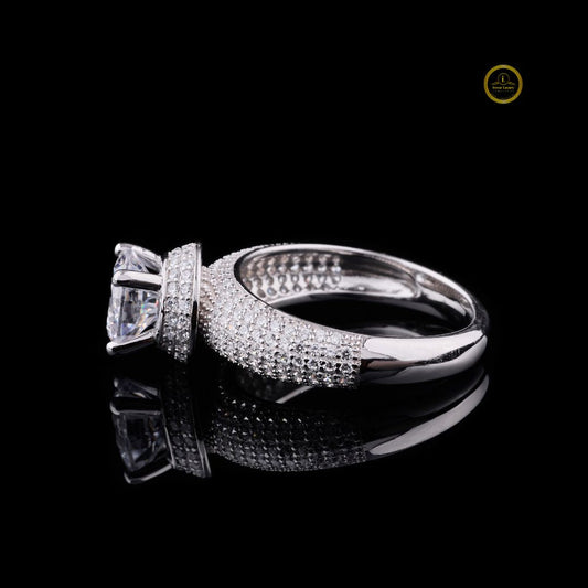 Round Brilliant Solitaire Pave Lab Diamond Engagement Ring