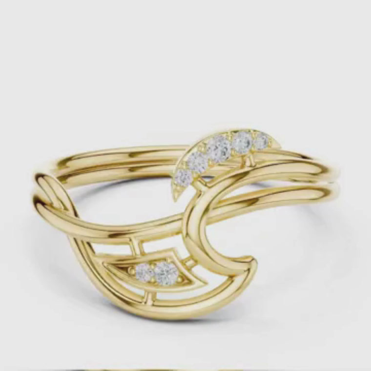 Round Cut Abstract Bypass Open Minimal Ring video