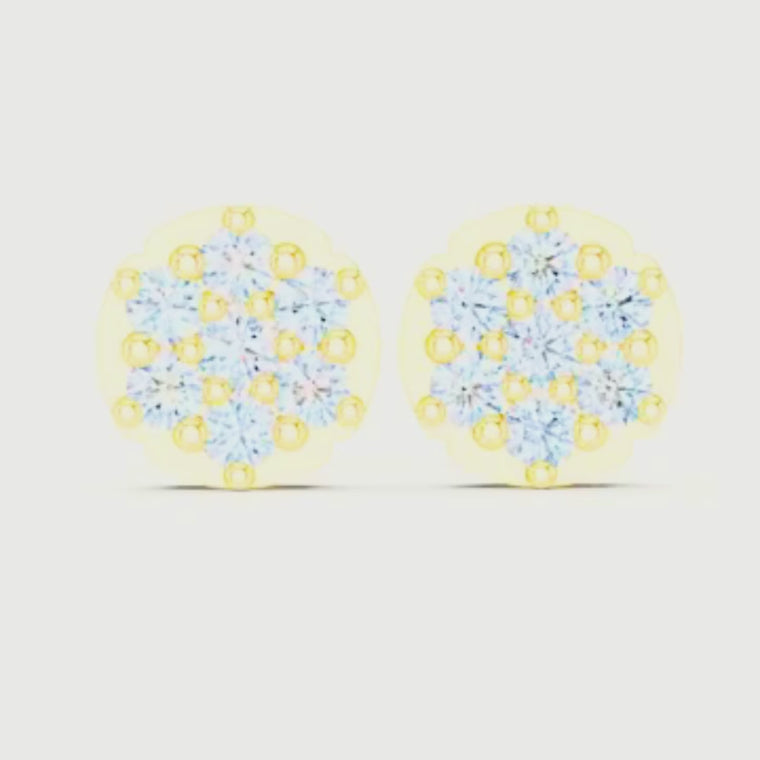 Aurora Halo Blossom Round Cluster Stud Earrings video