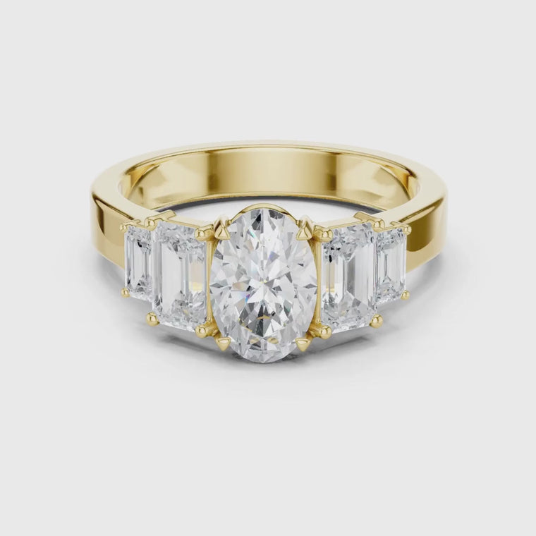 Oval With Side Emerald Cut Engagement Ring video