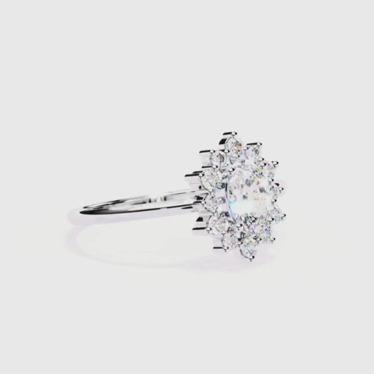 Oval Halo Floral Ring video