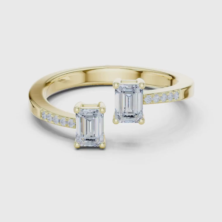 Emerald Cut Toi et Moi Open Pave Bypass Band video