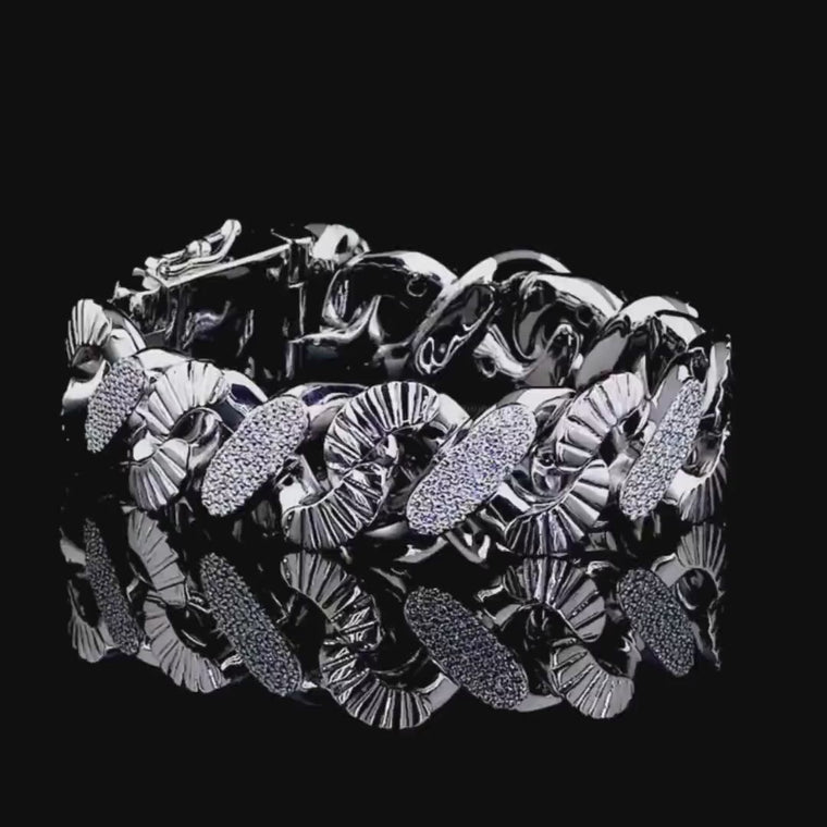 Alternating Pave Cuban Link Bracelet video