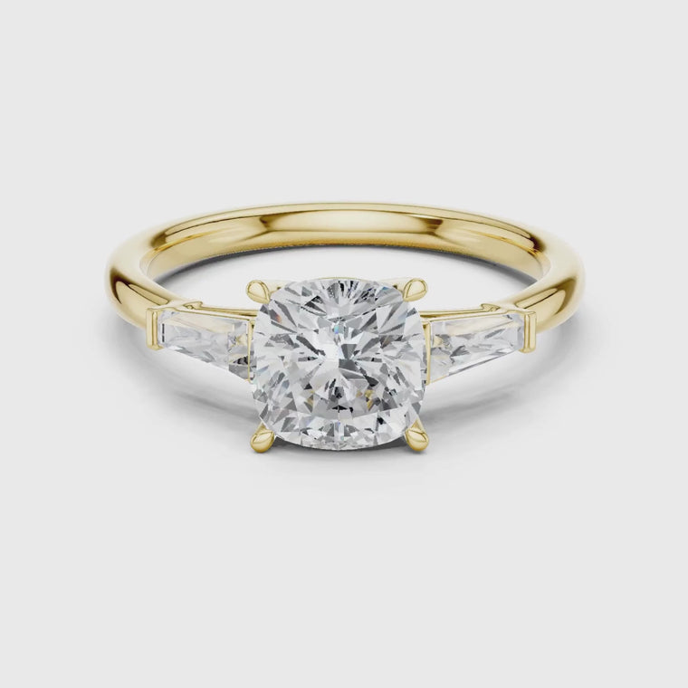 Cushion Three Stone Engagement Ring For Women video