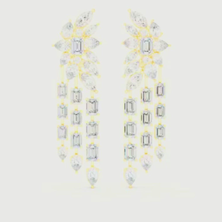 Multi Shape Lab Diamond Chandelier Statement Drop Earrings video