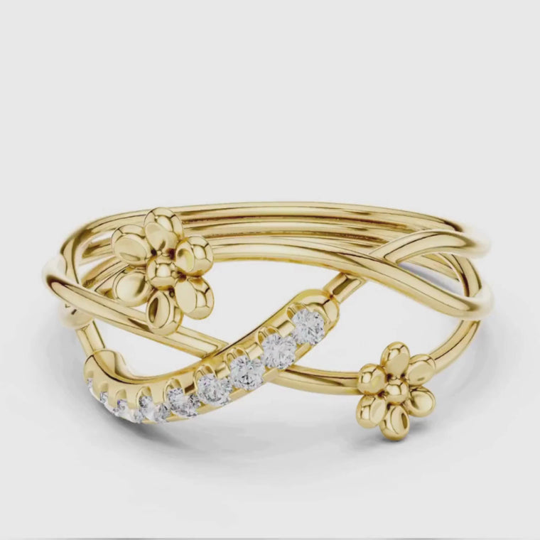 Twisted Pave Band Floral Inspire Engagement Ring video