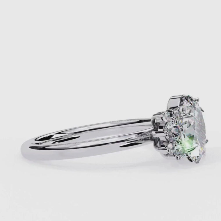 Flower Clusters Oval Cut Wedding Ring For Women video
