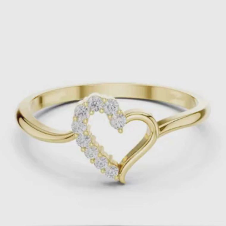 Round Cut Heart Ring With Pave Design video
