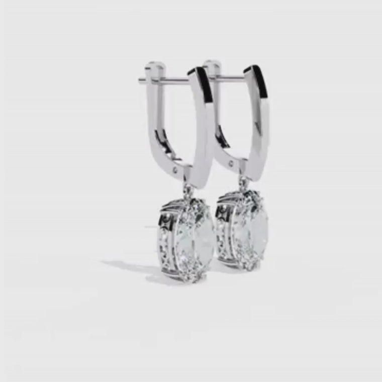 Oval Solitaire Drop Earrings video
