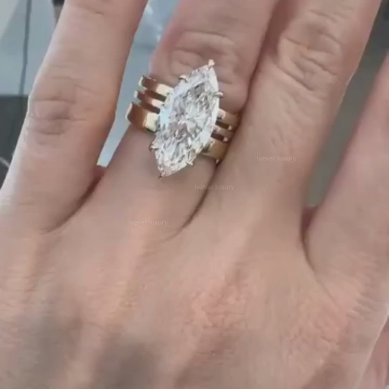 Marquise Cut Triple Band Wedding Ring video