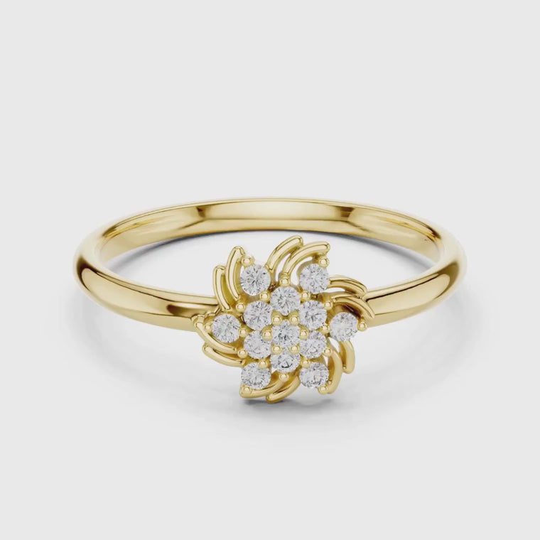 Round Cut Swirl Floral Cluster Ring video