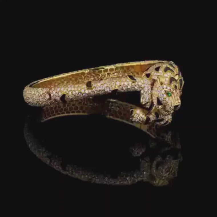 Panther Head Cut Pave Bangle Bracelet video