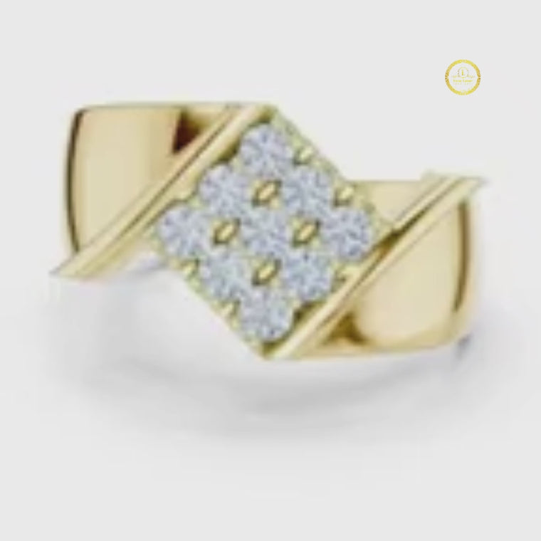 Round Cut Men's Unique Square Top Ring video