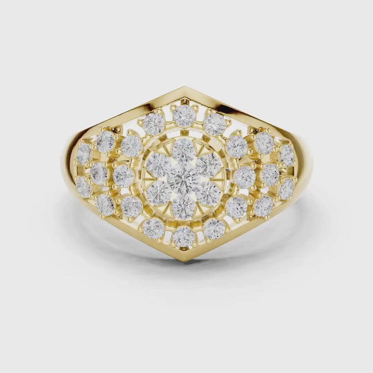 Round Cut Cluster Halo Detailing Ring video
