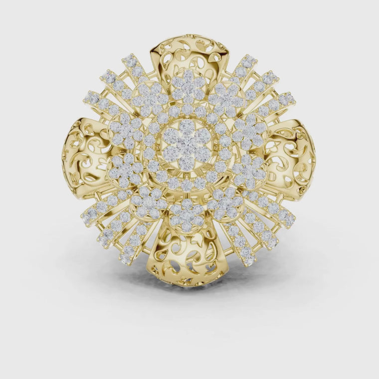 Floral Inspire Round Cut Cocktail Filigree Ring video