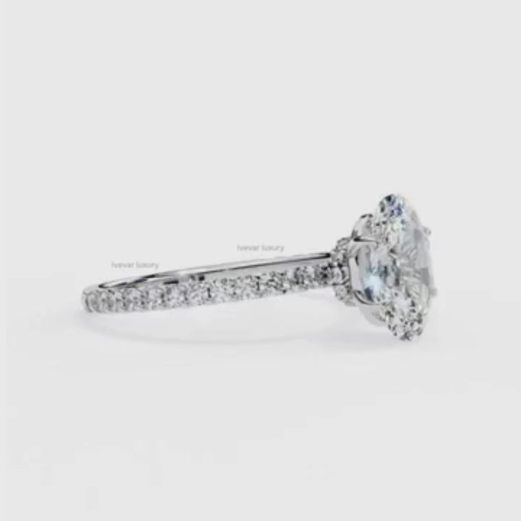 Oval Cut Solitaire Engagement Ring Micro Pave Band video