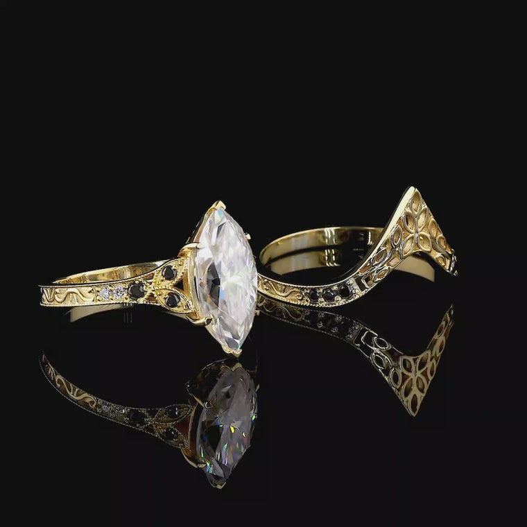 Marquise Cut Filigree Engagement Ring video