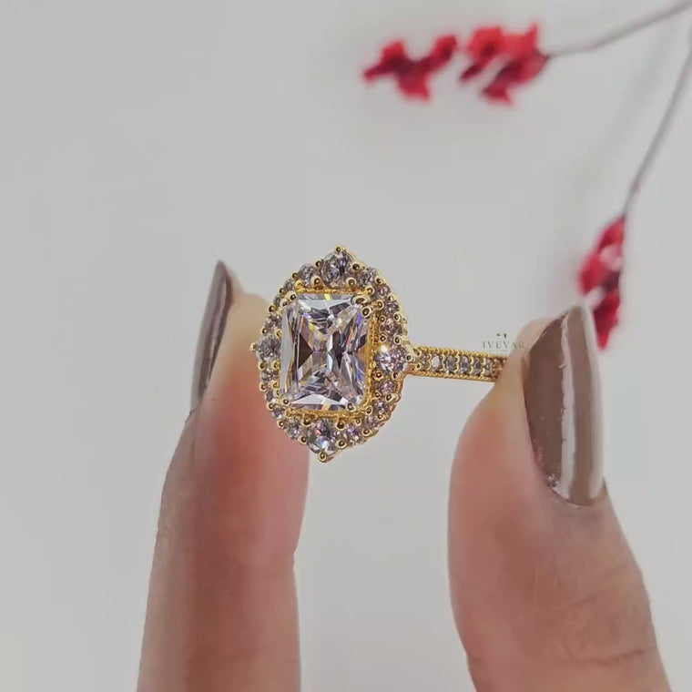 Halo with Pave Accents Radiant Cut Ring video