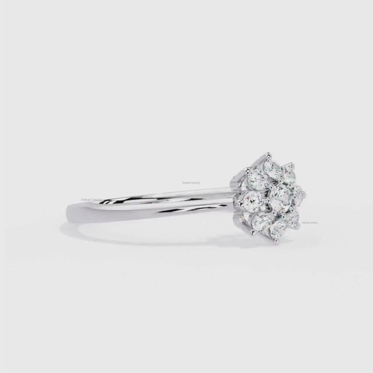 Floral Cluster Round Minimalist Engagement Ring video