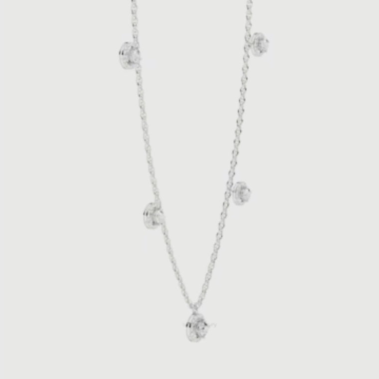 Round Cut Halo Station Necklace video