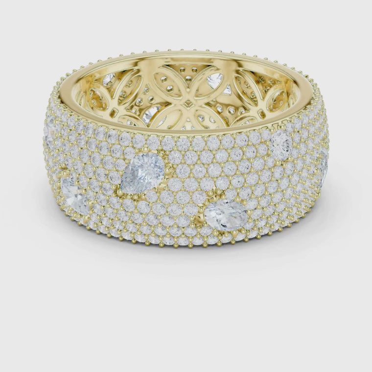 Round Pave Wide Statement Band with Emerald Accents video