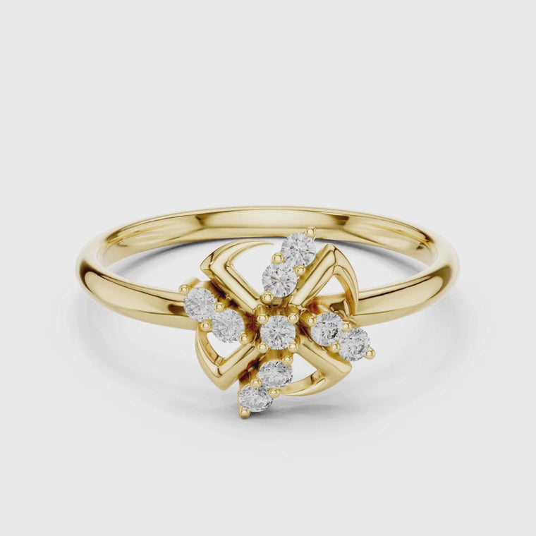 Round Cut Abstract Floral Cluster Ring video