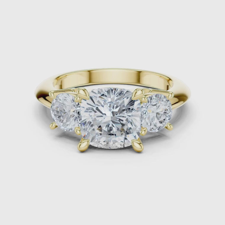 Three Stone Cushion Cut Bridal Ring video