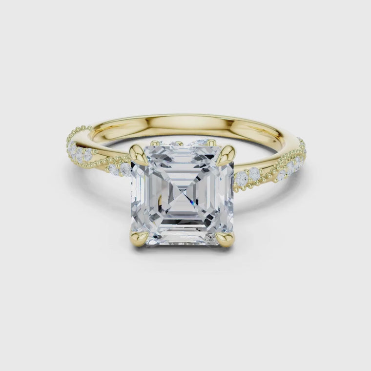 Asscher Cut Pave Setting Engagement Ring video