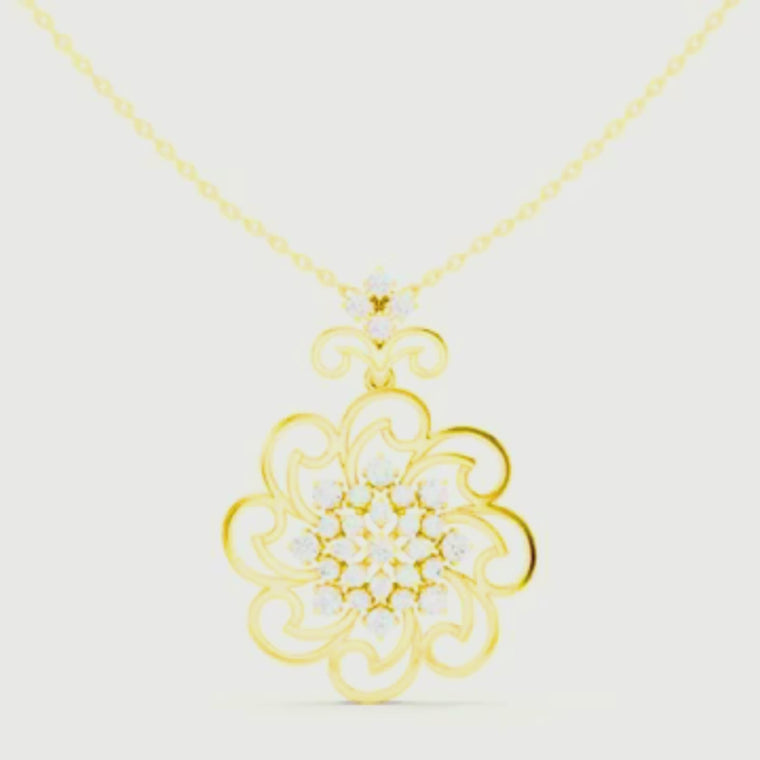Filigree Openwork Round Pendant Necklace video